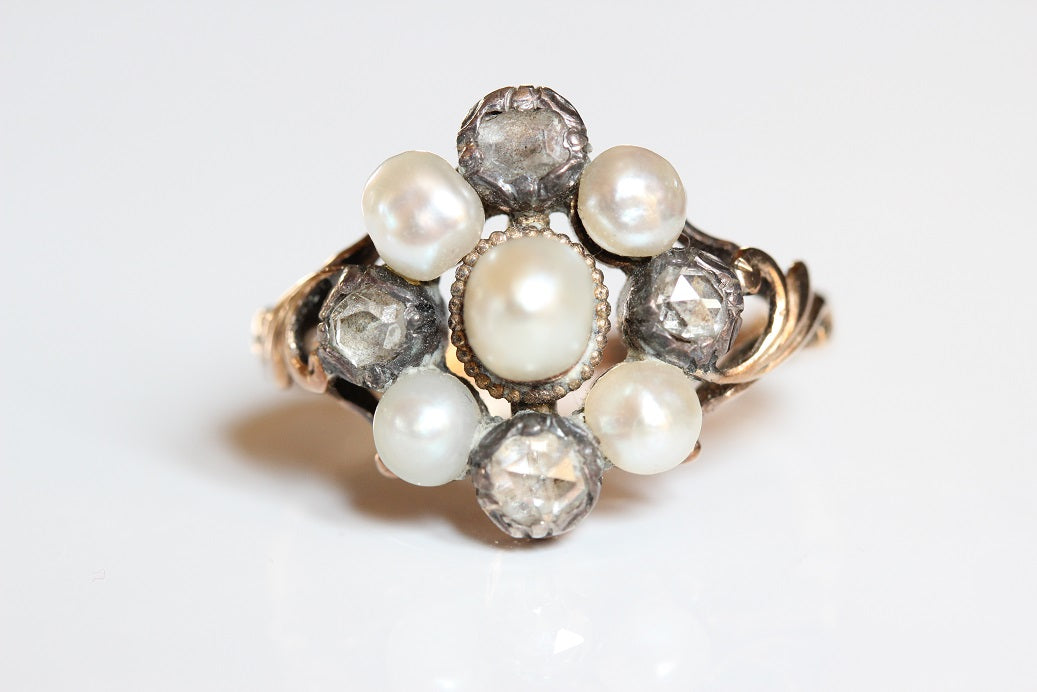 Classic Pearl & Diamond Cluster Ring