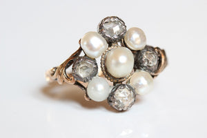 Classic Pearl & Diamond Cluster Ring