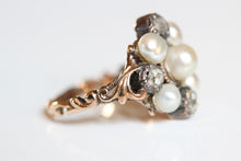 Load image into Gallery viewer, Classic Pearl &amp; Diamond Cluster Ring