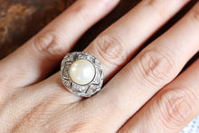 Load image into Gallery viewer, Pearl &amp; Diamond Dome Cocktail Ring
