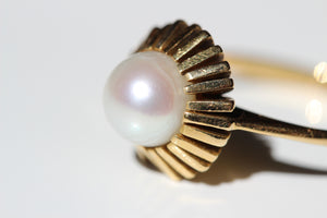 Sunburst Pearl Solitaire Ring