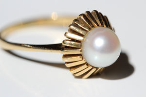 Sunburst Pearl Solitaire Ring