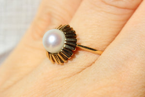 Sunburst Pearl Solitaire Ring