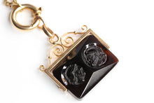 Load image into Gallery viewer, Edwardian Twin Carnelian Cameo Swing 18k Gold Pendant