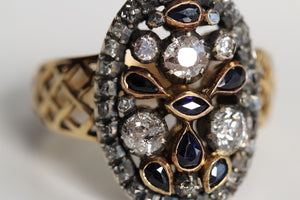 Exquisite Sapphire & Old Cut Diamond Statement Ring