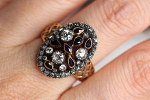 Exquisite Sapphire & Old Cut Diamond Statement Ring