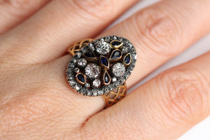 Exquisite Sapphire & Old Cut Diamond Statement Ring