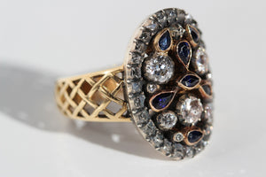 Exquisite Sapphire & Old Cut Diamond Statement Ring