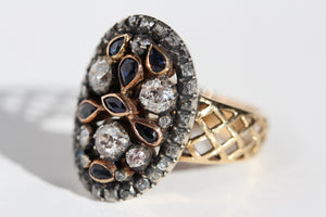 Exquisite Sapphire & Old Cut Diamond Statement Ring