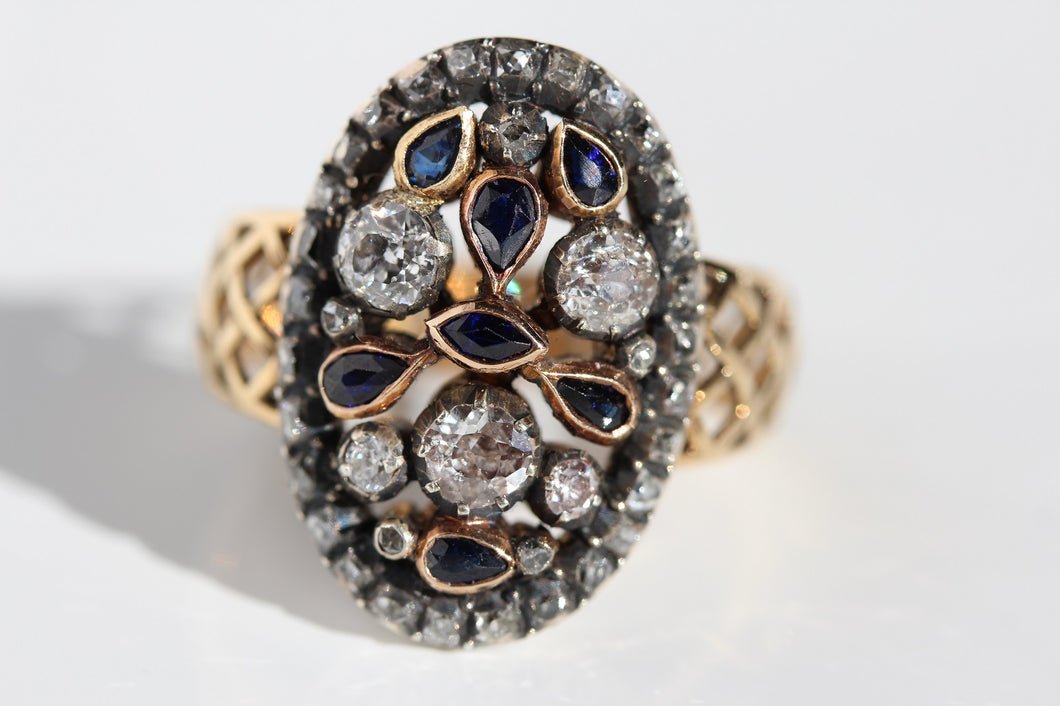 Exquisite Sapphire & Old Cut Diamond Statement Ring