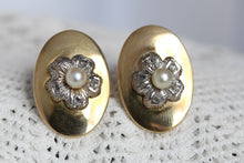 Load image into Gallery viewer, Retro Pearl &amp; Rose Diamond 18k Gold Earrings