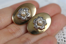 Load image into Gallery viewer, Retro Pearl &amp; Rose Diamond 18k Gold Earrings