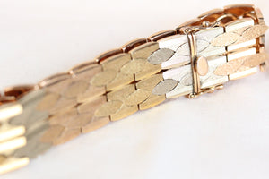 Articulated Strap Bracelet Tri-colored 18K Gold